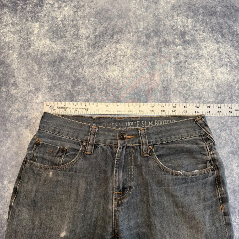 Y2K Guess Jayce Slim Bootcut Jeans Mens 29x30 Gray Distressed Denim